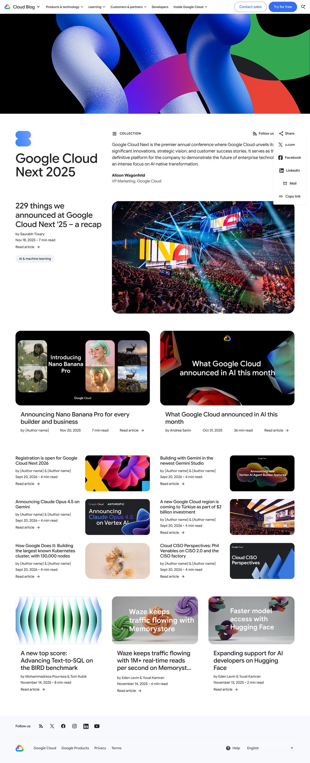 Collections landing — event coverage.