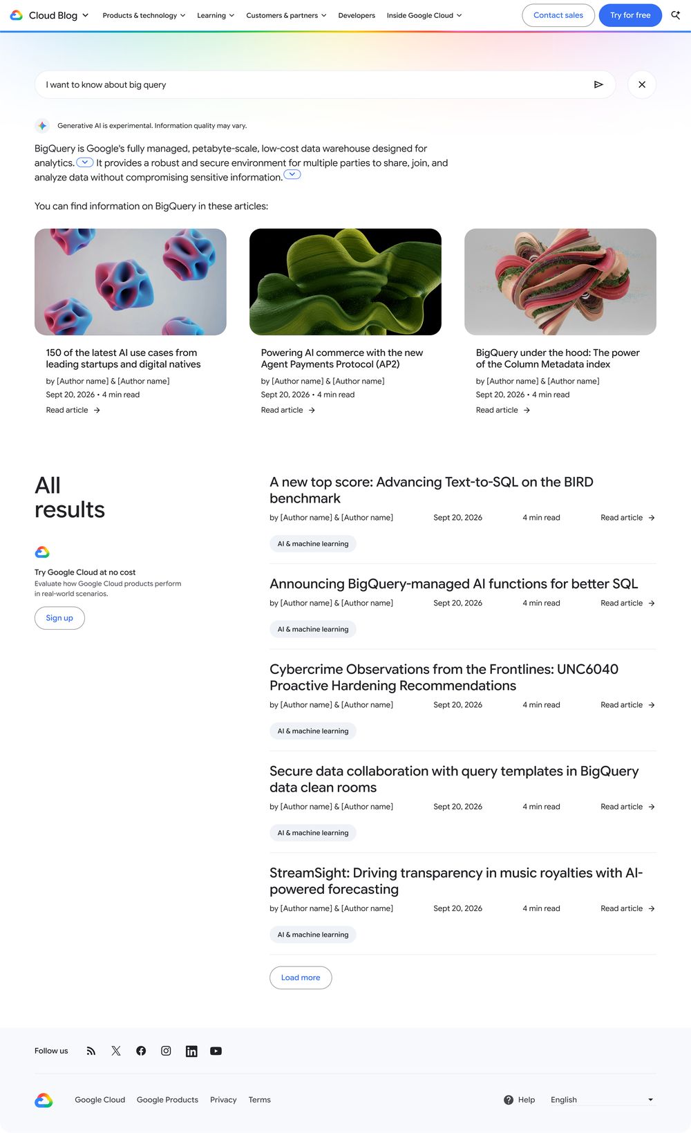 Search results with AI answer.