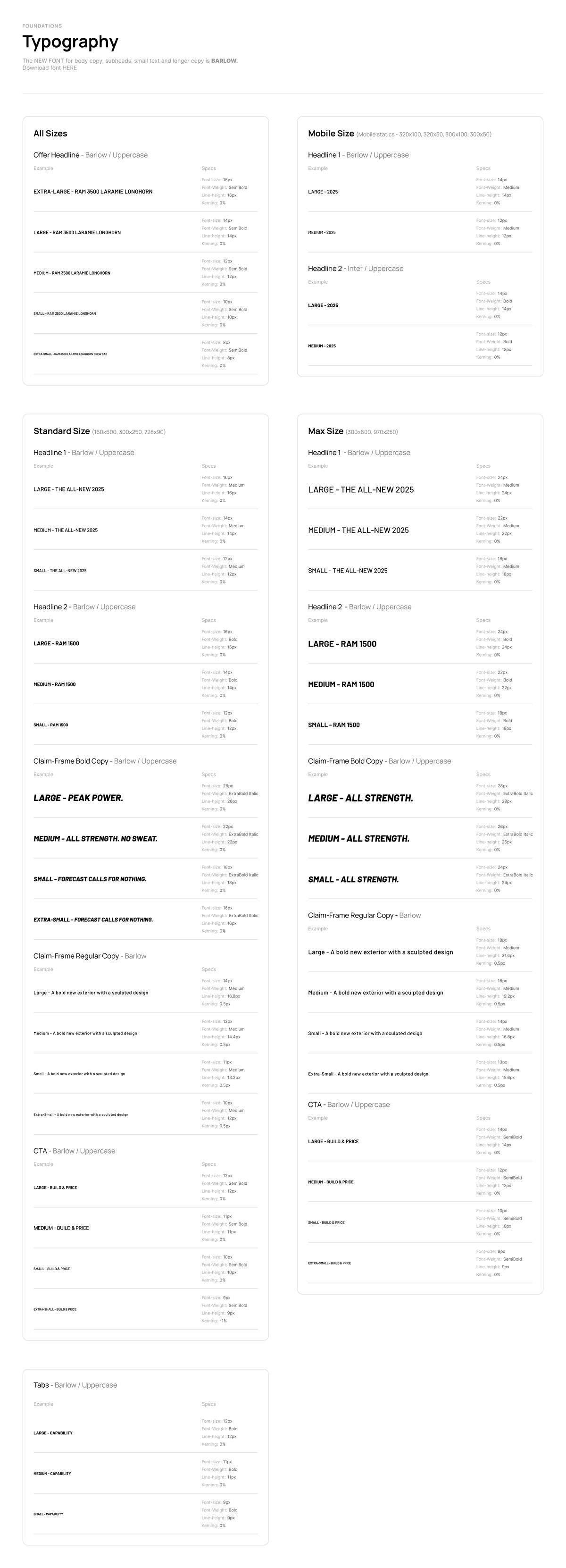 Typography styles for every unit size.