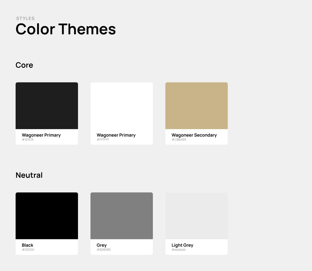 Color themes — core and neutral palettes.
